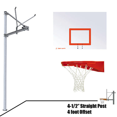 Basketball System - Straight Post (4-1/2 in. Pole with 4 ft. Offset) - 60 in. Steel Backboard - Playground Goal